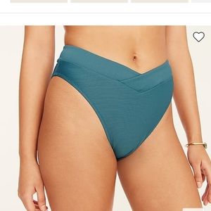 Jcrew ribbed cross front cheeky bikini bottom